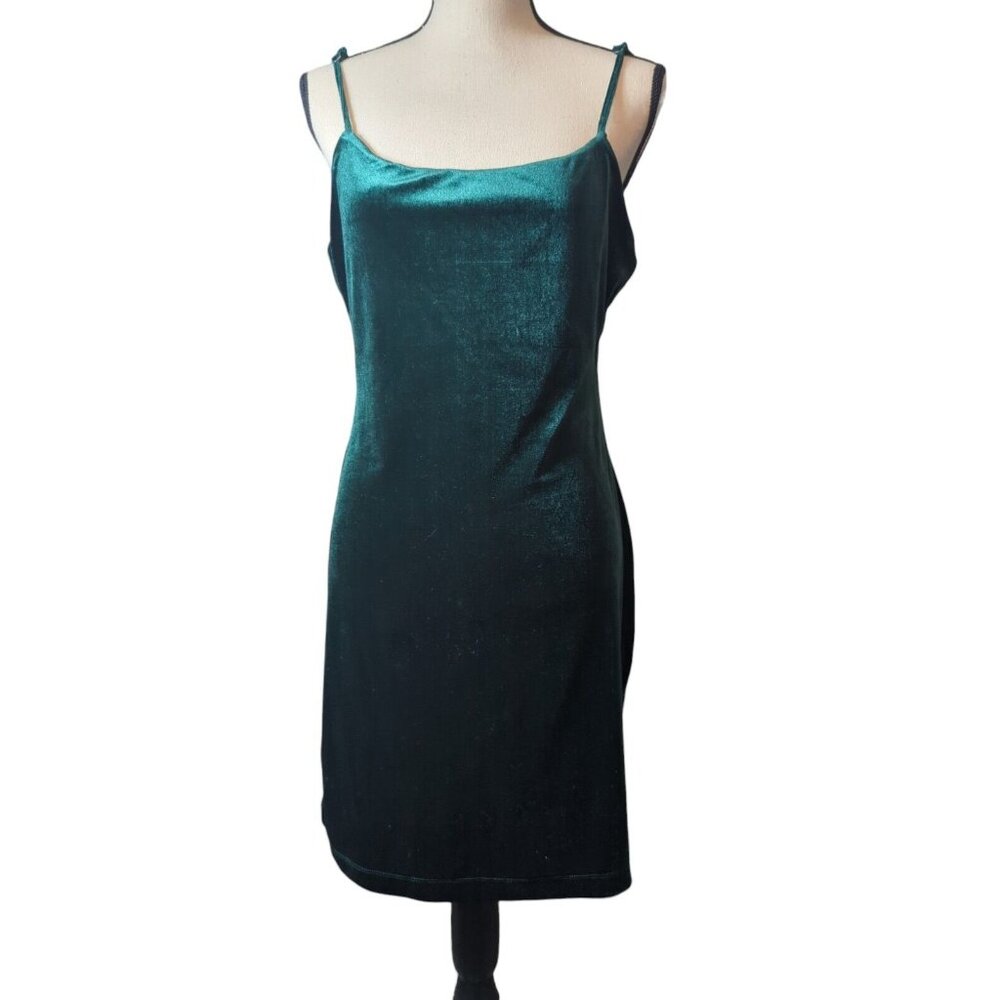 GB Womens Emerald Green Crush Velvet Dress XL Fairy Holiday Gothic Elegance Glam